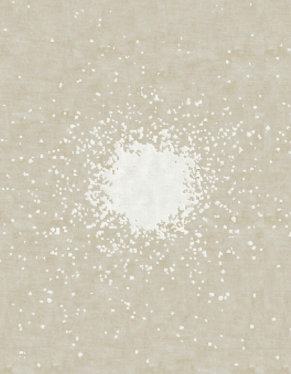 Carpet rug with white color spot on beige background like an explosion in the center