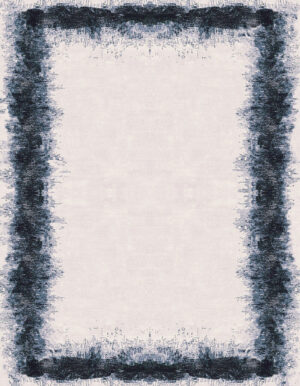 Rug carpet wih blue irregular border designed on a beige background