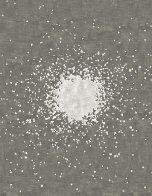 Carpet rug with ivory color spot on grey background like an explosion in the center